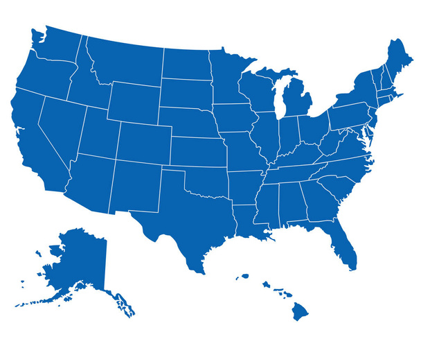 usa América mapa estados frontera vector ilustración aislado en blanco - Vector, imagen