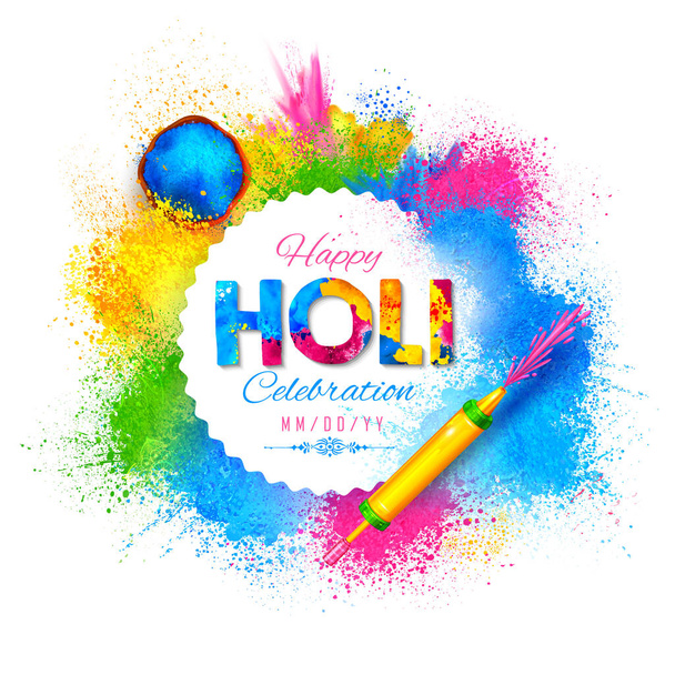 Happy Holi pozadí pro festival barev oslavy pozdravy - Vektor, obrázek