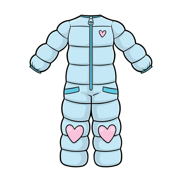 Cartoon vector illustratie voor kinderen, Winter ski jumpsuit voor meisjes - Vector, afbeelding