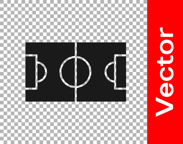 Schwarzes Fußball- oder Fußballfeldsymbol isoliert auf transparentem Hintergrund. Vektorillustration. - Vektor, Bild
