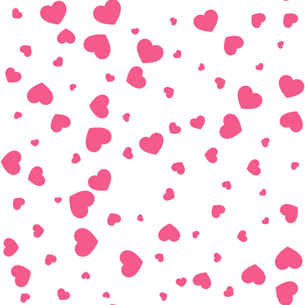  Pink hearts on white background. Seamless vector romantic love valentine pattern. For fabric, textile, design, cover, banner. - Vecteur, image