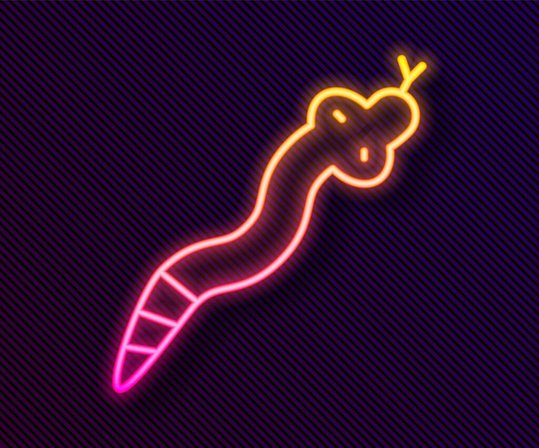 Ragyogó neon vonal Kígyó ikon elszigetelt fekete háttérrel. Vektor. - Vektor, kép