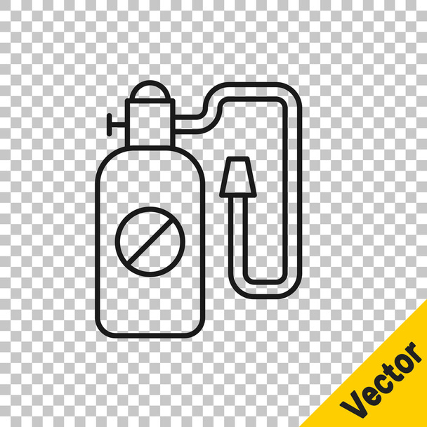 Black line Pressure sprayer for extermination of insects icon isolated on transparent background. Pest control service. Disinfectant sprayer.  Vector. - Vector, Image