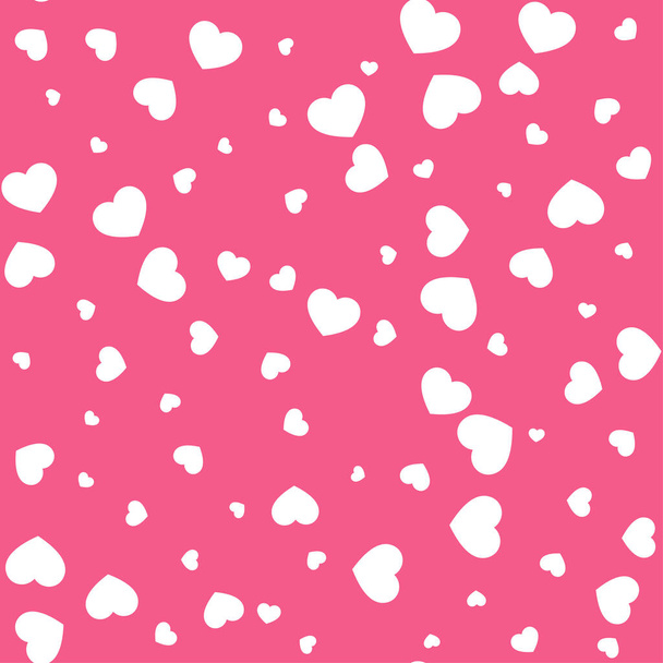   White hearts on pink background. Seamless vector romantic love valentine pattern. For fabric, textile, design, cover, banner. - Vetor, Imagem