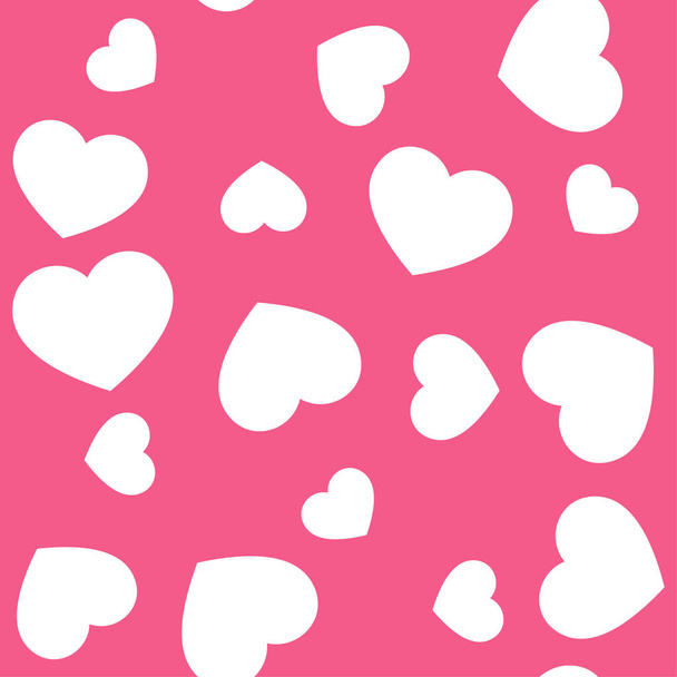   White hearts on pink background. Seamless vector romantic love valentine pattern. For fabric, textile, design, cover, banner. - Διάνυσμα, εικόνα