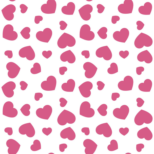   Pink hearts on white background. Seamless vector romantic love valentine pattern. For fabric, textile, design, cover, banner. - Vector, afbeelding