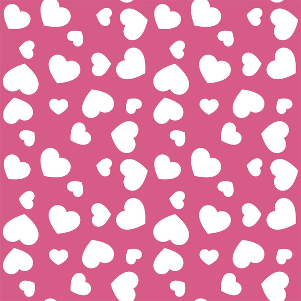   White hearts on pink background. Seamless vector romantic love valentine pattern. For fabric, textile, design, cover, banner. - Vector, imagen