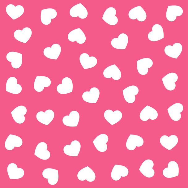  White hearts on pink background. Seamless vector romantic love valentine pattern. For fabric, textile, design, cover, banner. - Vector, Image