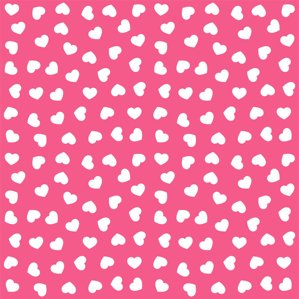   White hearts on pink background. Seamless vector romantic love valentine pattern. For fabric, textile, design, cover, banner. - Вектор,изображение