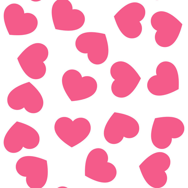   Pink hearts on white background. Seamless vector romantic love valentine pattern. For fabric, textile, design, cover, banner. - Vetor, Imagem