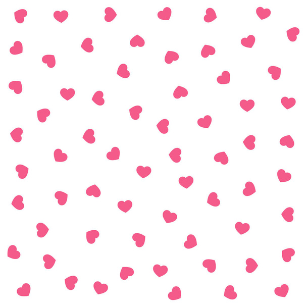   Pink hearts on white background. Seamless vector romantic love valentine pattern. For fabric, textile, design, cover, banner. - Vektor, obrázek