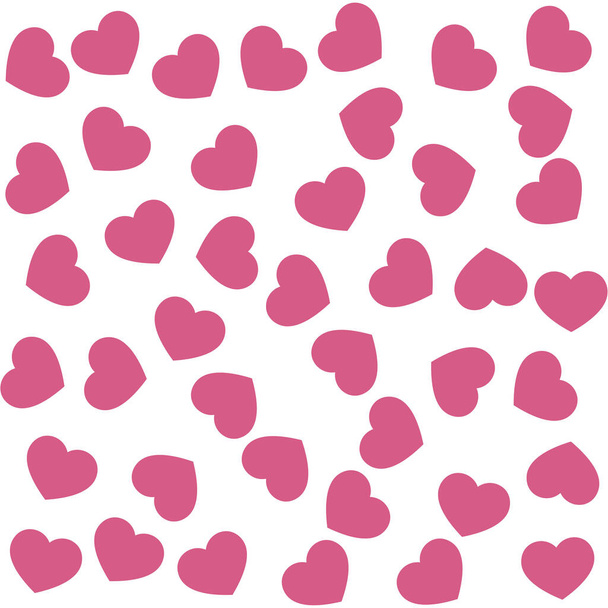   Pink hearts on white background. Seamless vector romantic love valentine pattern. For fabric, textile, design, cover, banner. - Вектор, зображення