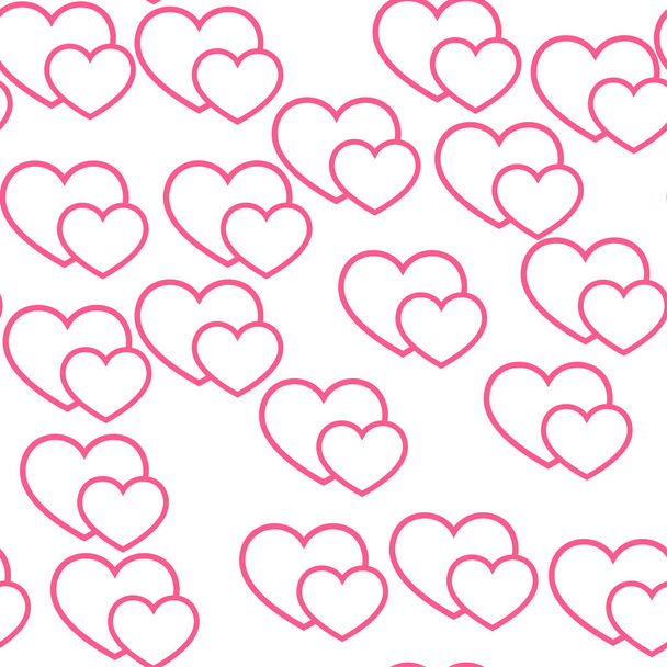  Pink hearts on white background. Seamless vector romantic love valentine pattern. For fabric, textile, design, cover, banner. - Vektor, obrázek