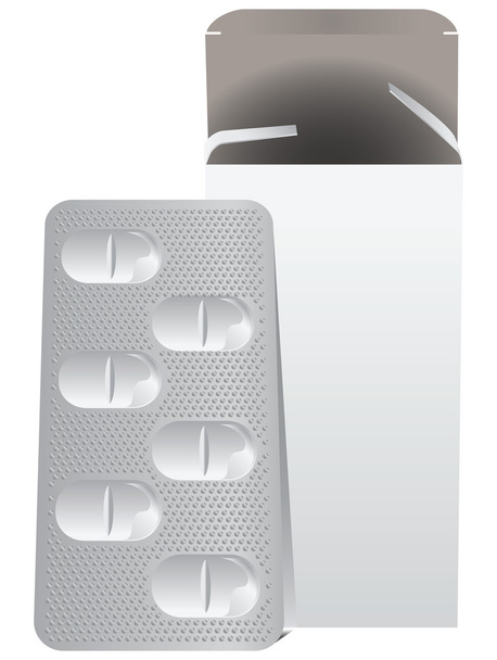 Metal plate with pills - Διάνυσμα, εικόνα