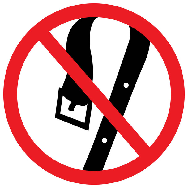 negro icono de cinturón sobre fondo blanco, signo prohibido, vector, signo social violencia, aislar - Foto, Imagen
