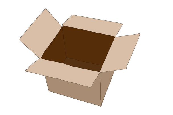 empty cardboard box opened isolated on transparent white background, illustration - Photo, Image