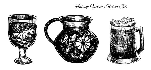 Set of hand drawn food objects - Vektor, obrázek