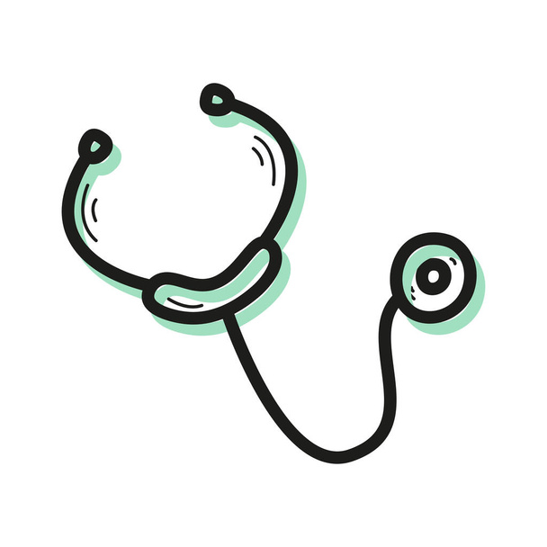 Wektorowa liniowa ikona koloru w postaci stetoskopu medycznego - Wektor, obraz