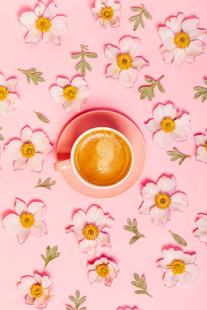 cup of coffee and flowers - Photo, Image