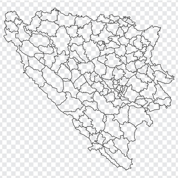 Зворотна карта Боснії і Герцеговини. Карта регіонів Боснії і Герцеговини. Висока детальна векторна карта на прозорому тлі для Вашого дизайну веб-сайту, додатка, користувацький інтерфейс. ЕПС10.  - Вектор, зображення