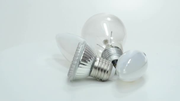 Light bulbs, new LED and old bulbs - Footage, Video