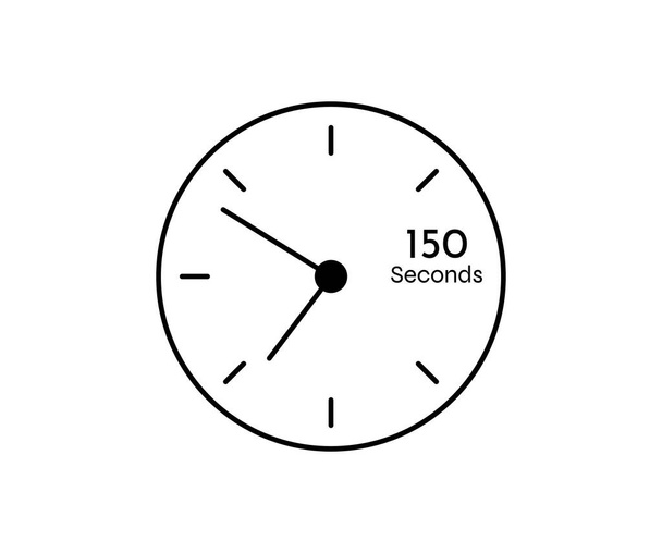 150秒カウントダウン現代的なタイマーアイコン。ストップウォッチと時間計測画像を白い背景に分離 - ベクター画像