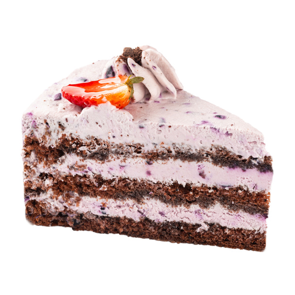 Μεμονωμένη φέτα κέικ βατόμουρο με κρέμα - Φωτογραφία, εικόνα