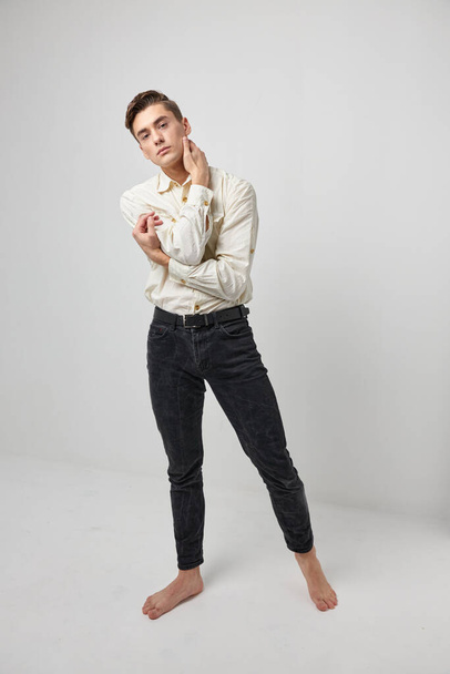 handsome man white shirt attractive look casual wear successful style - Photo, image