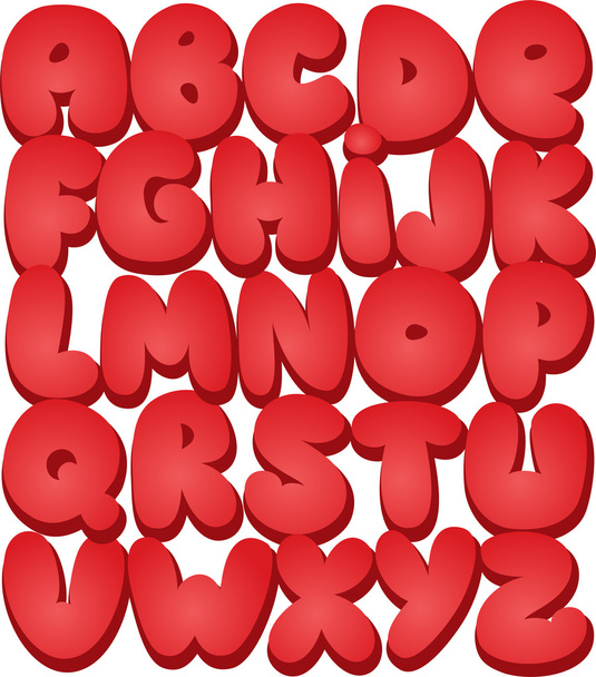 Graffiti font alphabet different letters. Vector - Vektor, obrázek