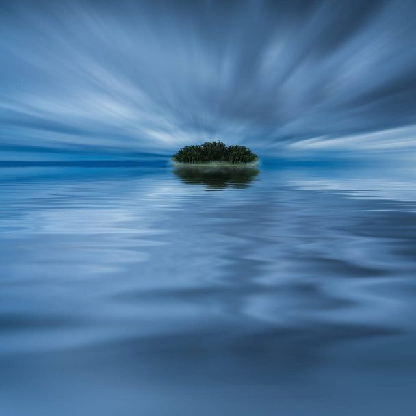 Ilustração 3D. Uma ilha solitária no oceano azul. - Foto, Imagem