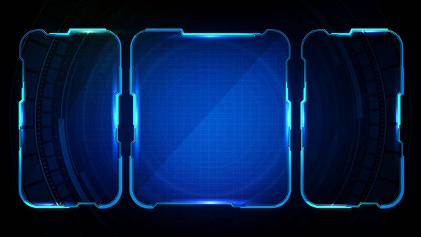 abstract futuristic background of blue glowing technology sci fi frame hud ui - Vetor, Imagem