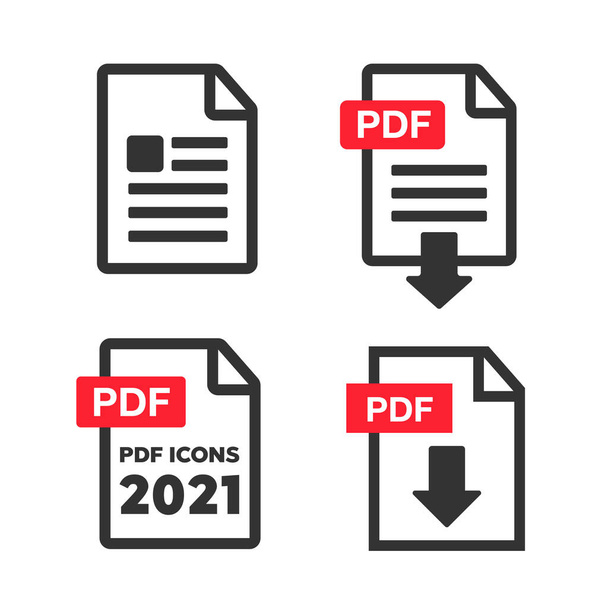 Soubor ikon PDF. Ikony souborů. Ikona dokumentu nastavena - Vektor, obrázek