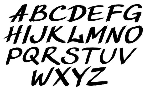 Hand drawn brushstrokes font.Vector uppercase letters. - Vektor, kép