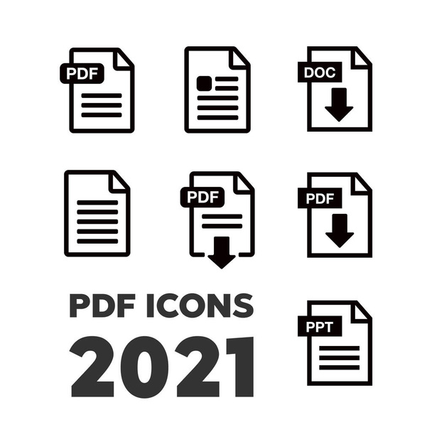 Icono de descarga de archivos. Conjunto de iconos del documento. icono de descarga de archivos PDF - Vector, imagen