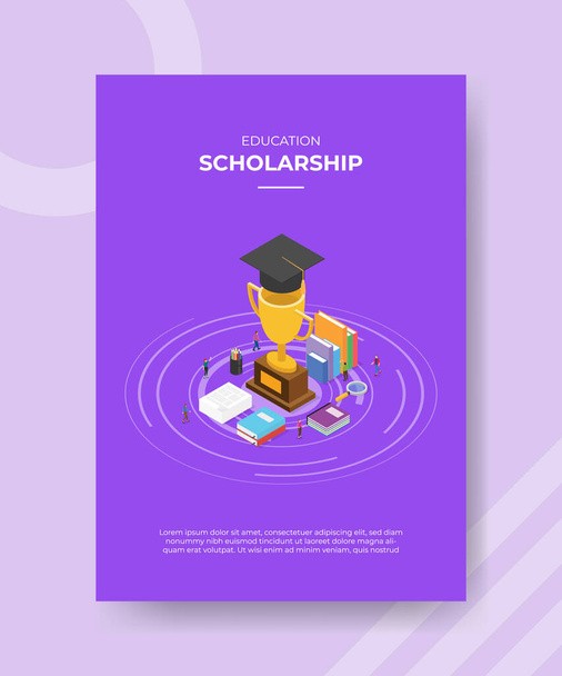 scholarship concept for template banner and flyer for printing with isometric style vector illustration - Vector, Image
