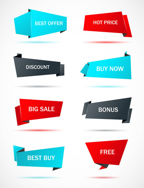 Vector stickers, price tag, banner, label. Coupon sale, offers and promotions vector template. - Διάνυσμα, εικόνα