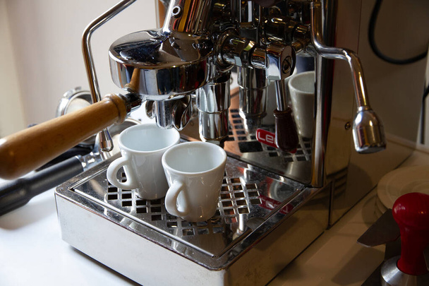 Paris - France -December 1, 2020 : Lelit coffee machine, percolator, close-up view. Bar background. - Фото, зображення