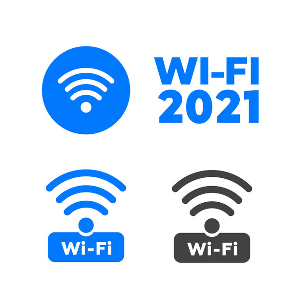 Vector wireless icons set. Free public wifi connection for a laptop or mobile device - Vector, Image