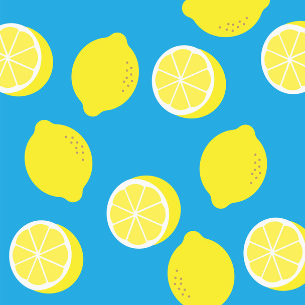 Padrão vetorial de limão. Padrão abstrato com limões de desenhos animados - Vetor, Imagem