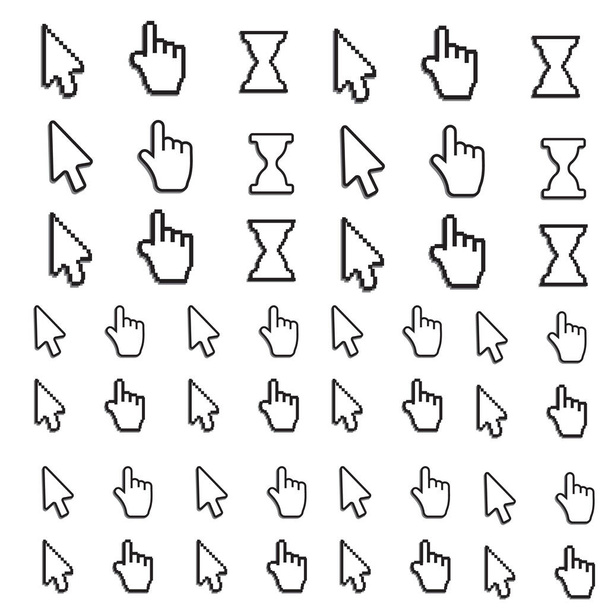 Pixel cursors icons. Hand arrow web cursor vector - Vector, Image