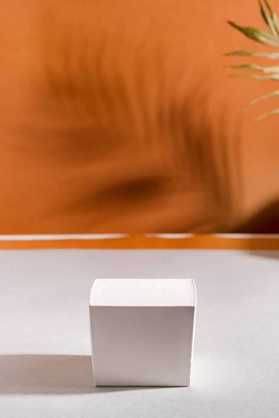 scène de podium géométrique abstraite minimale sur fond gris marron duotone papier - Photo, image