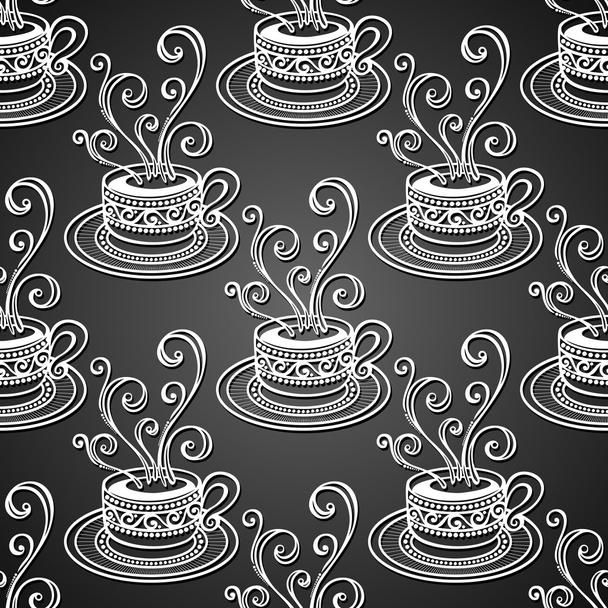 Seamless Pattern with Cups of Coffee - Vektör, Görsel