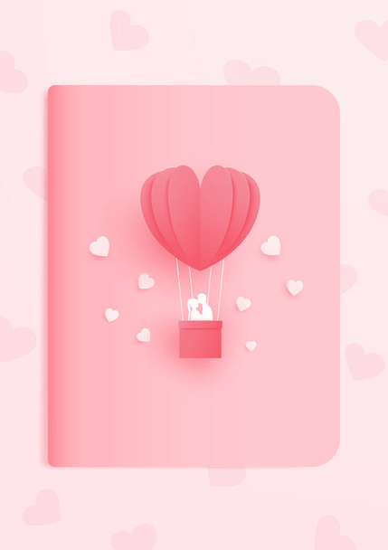 3D origami rose coeur papier art avec fond de carte de vœux. Concept d'amour pour la Saint Valentin. Modèle de bannière. illustration d'art vectoriel. - Vecteur, image
