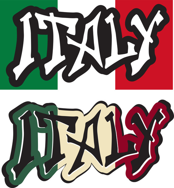 Italy word graffiti different style. Vector - Vecteur, image