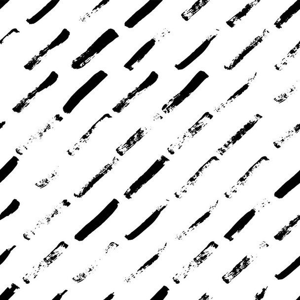 Black smears brush seamless pattern. Grunge paint ornament for textile. Vector black and white print for fabric. - Vector, Image