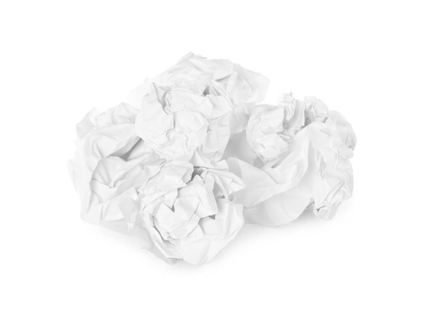 Crumpled sheets of paper on white background - Fotoğraf, Görsel