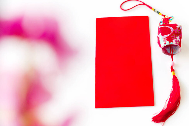 Red envelope put on white background, red envelope is gift and chinese lantern on special days such as chinese new year, New Year's Day, - Φωτογραφία, εικόνα