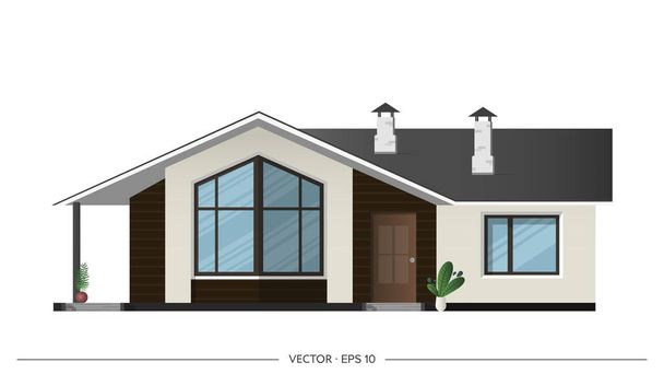 Modern house, villa, cottage, town house with shadows. Architectural visualization of the cottage outside. Realistic vector illustration. - Vector, Image