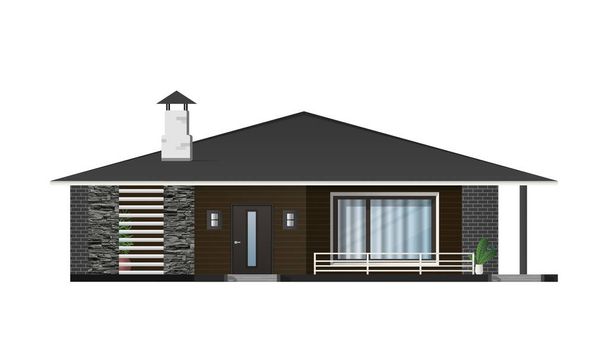 Realistische Villa isoliert auf weißem Hintergrund. Stilvolles modernes Loft-Haus. Vektorillustration - Vektor, Bild