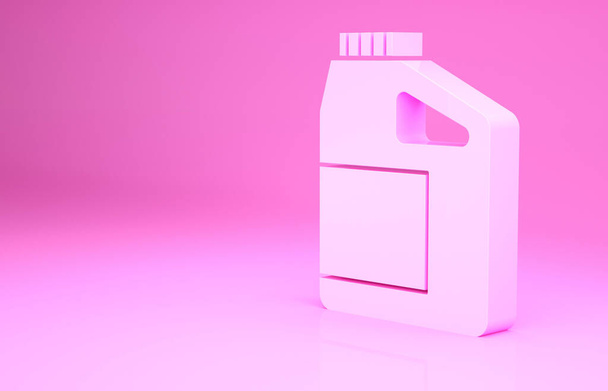 Roze container voor motor machine olie pictogram geïsoleerd op roze achtergrond. Olie gallon. Olie verandering service en reparatie. Motorolieteken. Minimalisme concept. 3d illustratie 3D renderen - Foto, afbeelding